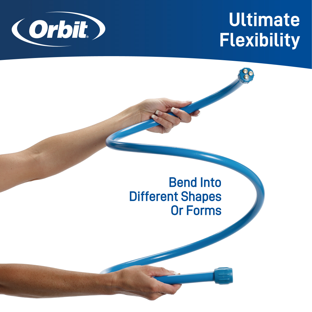 Blue flex cobra personal mist cooling sprayer, bending into different shapes and forms. 