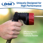 Pro series thumb control cannon nozzle emitting a stream of water. 