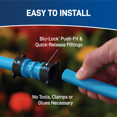 Blu-Lock push fitting with blue lock tubing. 