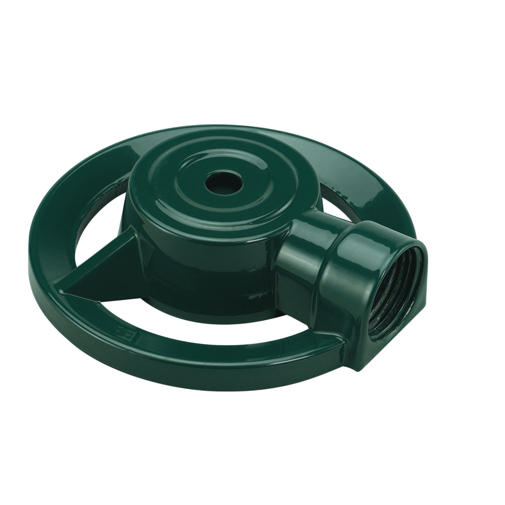 Dad's reliable zinc spot sprinkler in dark green. 