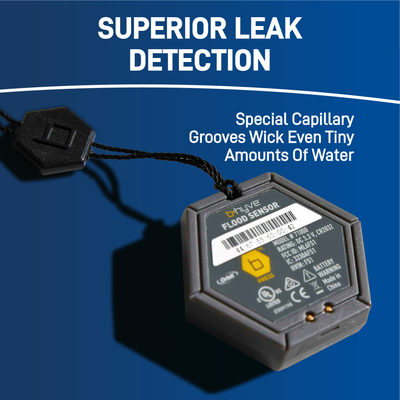 One B-yve smart flood sensor featuring its superior leak detection with special capillary grooves that wick tiny amounts of water.
