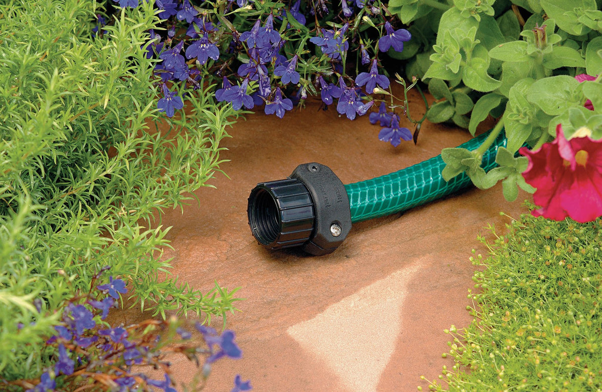 Faucet end of hose repaired with 5/8 inch Female Plastic Universal Mender - Model# 91691