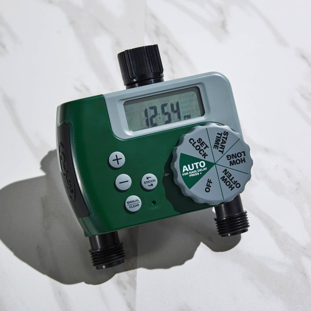 Two outlet hose tap watering timer. 