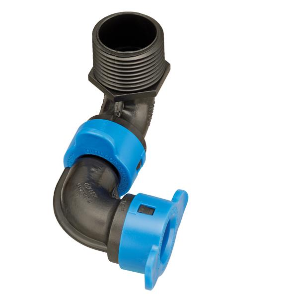 Raccord articulé Blu-Lock mâle 1/2 po x 3/4 po pour tuyau fileté