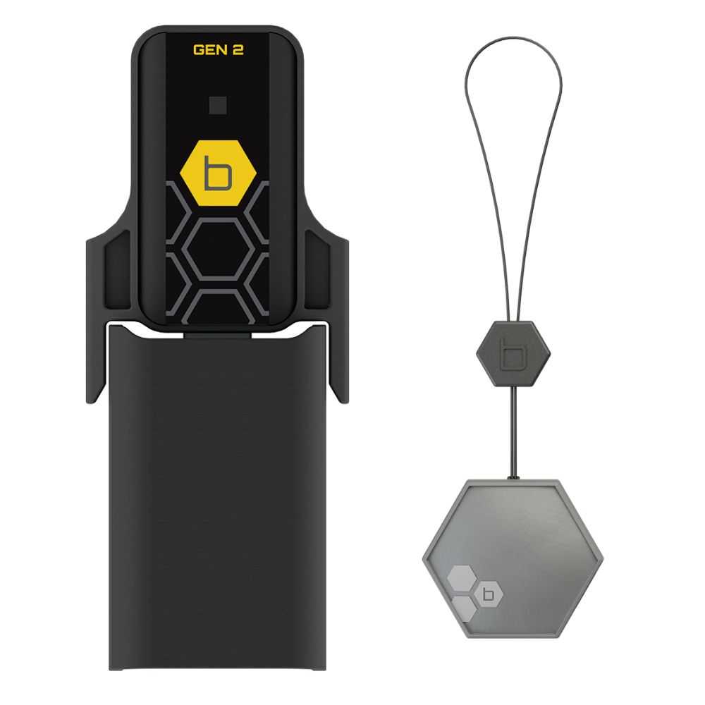 A Gen 2 B-yve hub with a B-yve smart flood sensor. 